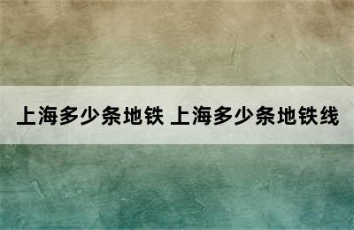 上海多少条地铁 上海多少条地铁线